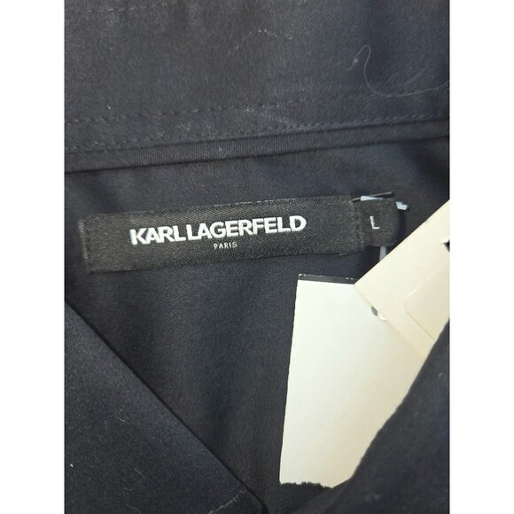 Karl Lagerfeld Paris Mens Studded Black Dress Shirt Large - Picture 5 of 10